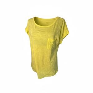Talbots Yellow Pocket Tee Lightweight Comfort Top Short Sleeve Size M Casual